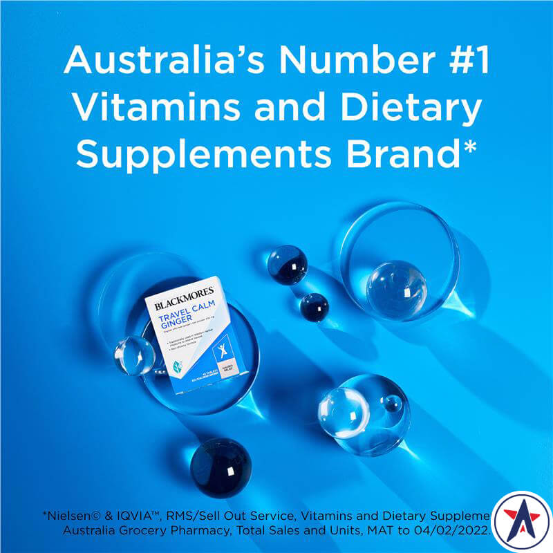 Viên uống chống say xe Blackmores Travel Calm Ginger Anti-Nausea Vitamin 45 viên
