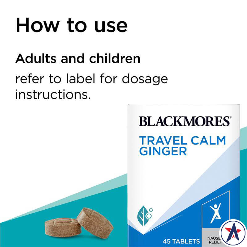 Viên uống chống say xe Blackmores Travel Calm Ginger Anti-Nausea Vitamin 45 viên