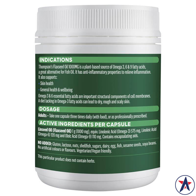 Viên uống dầu hạt lanh Thompson's Gel-Free Flaxseed Oil 1000mg