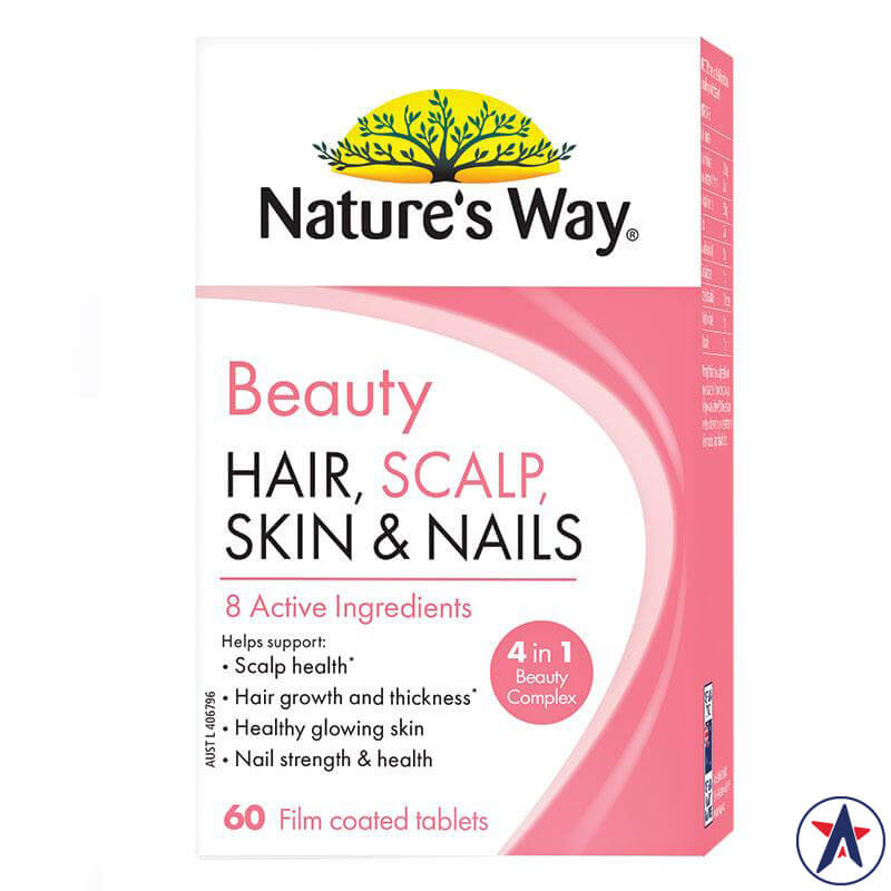 Viên uống đẹp da móng tóc Nature's Way Beauty Hair Scalp Skin & Nails 60 viên | Sản phẩm chất lượng từ Úc