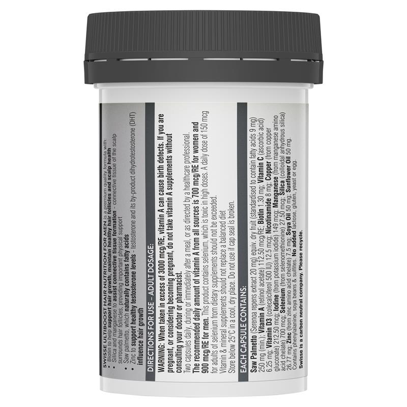 Swisse Hair Nutrition For Men giúp dưỡng tóc cho nam 60 viên