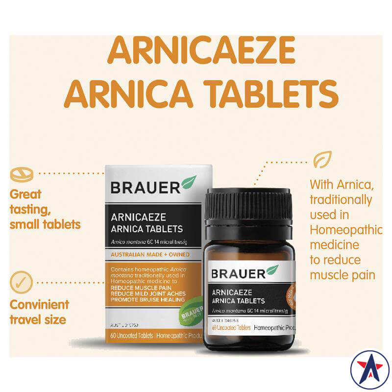 Viên uống giảm đau cơ Brauer ArnicaEze Arnica 60 viên