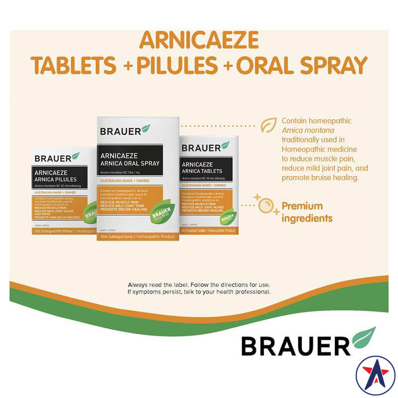 Viên uống giảm đau cơ Brauer ArnicaEze Arnica 60 viên