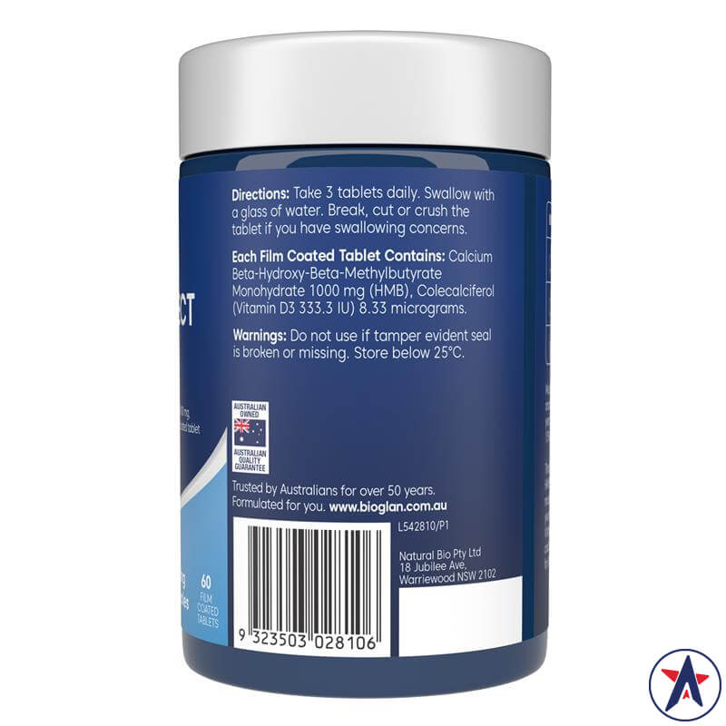 Viên uống hỗ trợ duy trì cơ bắp Bioglan Muscle Protect HMB + D3 60 viên