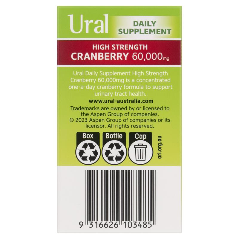 Viên uống hỗ trợ đường tiết niệu Ural High Strength Cranberry 60000mg