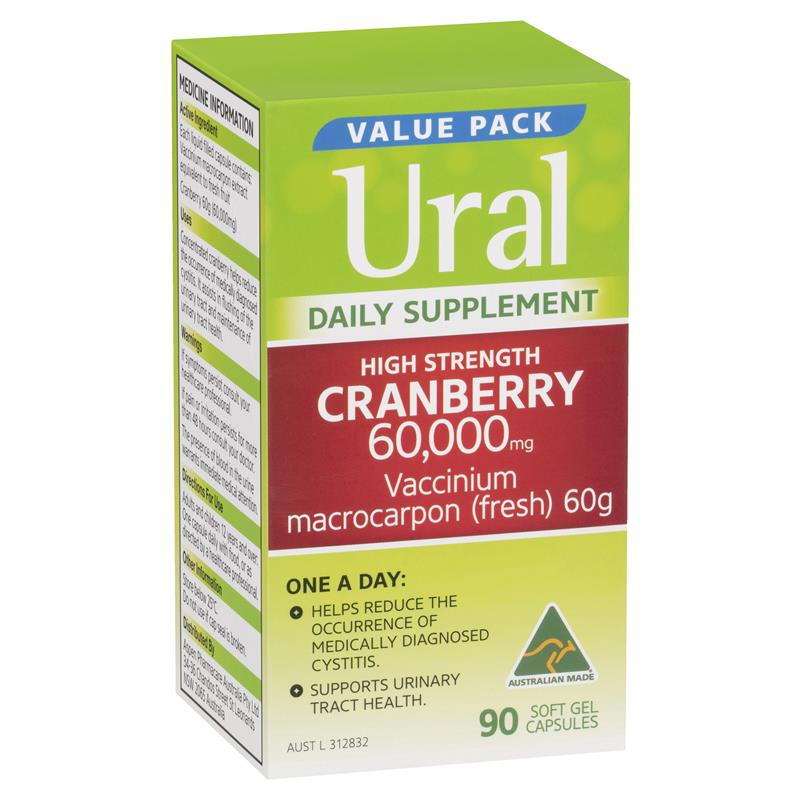 Viên uống hỗ trợ đường tiết niệu Ural High Strength Cranberry 60000mg