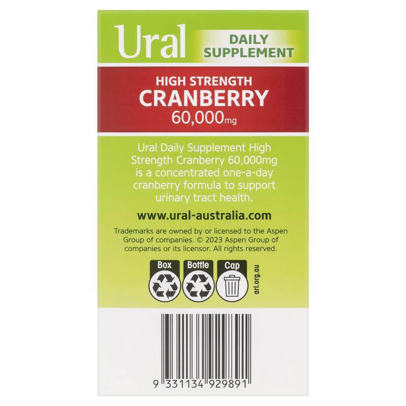 Viên uống hỗ trợ đường tiết niệu Ural High Strength Cranberry 60000mg