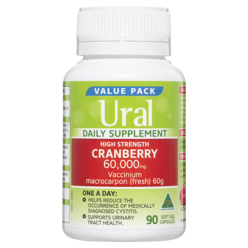 Viên uống hỗ trợ đường tiết niệu Ural High Strength Cranberry 60000mg