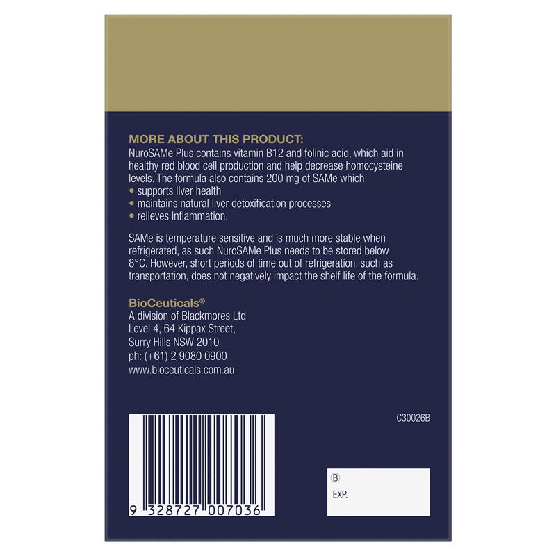 Viên uống hỗ trợ gan & cân bằng tâm trạng BioCeuticals NuroSAMe Plus 60 viên