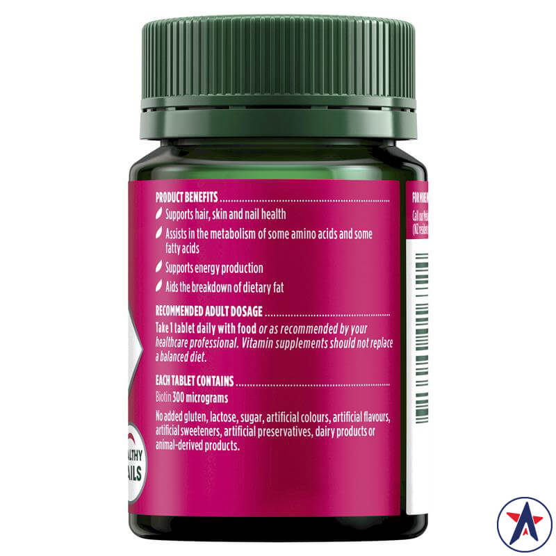 Viên uống Nature's Own Biotin 300mcg đẹp da móng tóc 100 viên