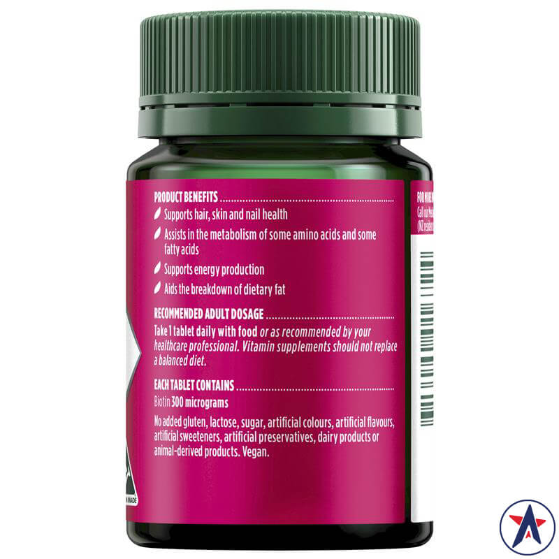 Viên uống Nature's Own Biotin 300mcg đẹp da móng tóc 100 viên