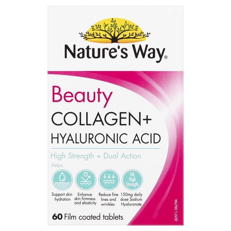 Viên uống Nature's Way Beauty Collagen + Hyaluronic Acid 60 viên