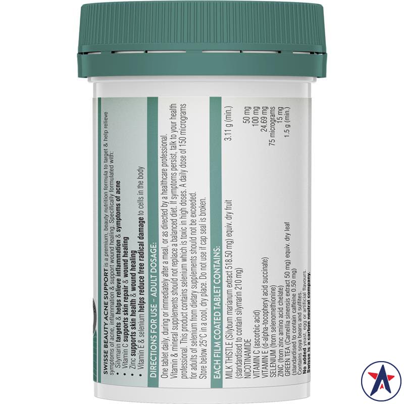 Viên uống ngừa giảm mụn Swisse Beauty Acne Support 60 viên