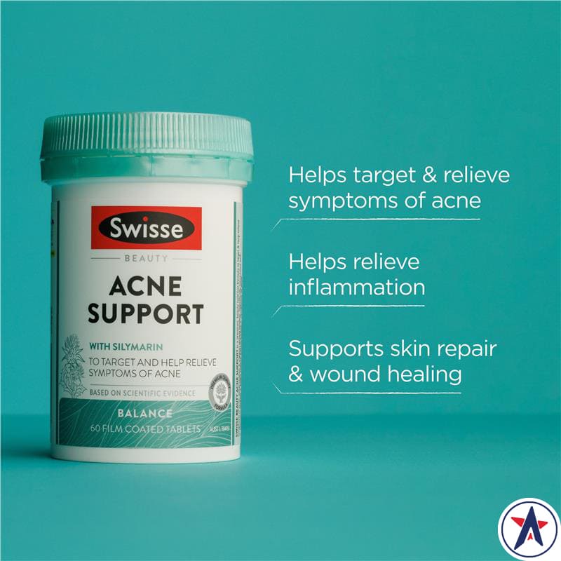 Viên uống ngừa giảm mụn Swisse Beauty Acne Support 60 viên