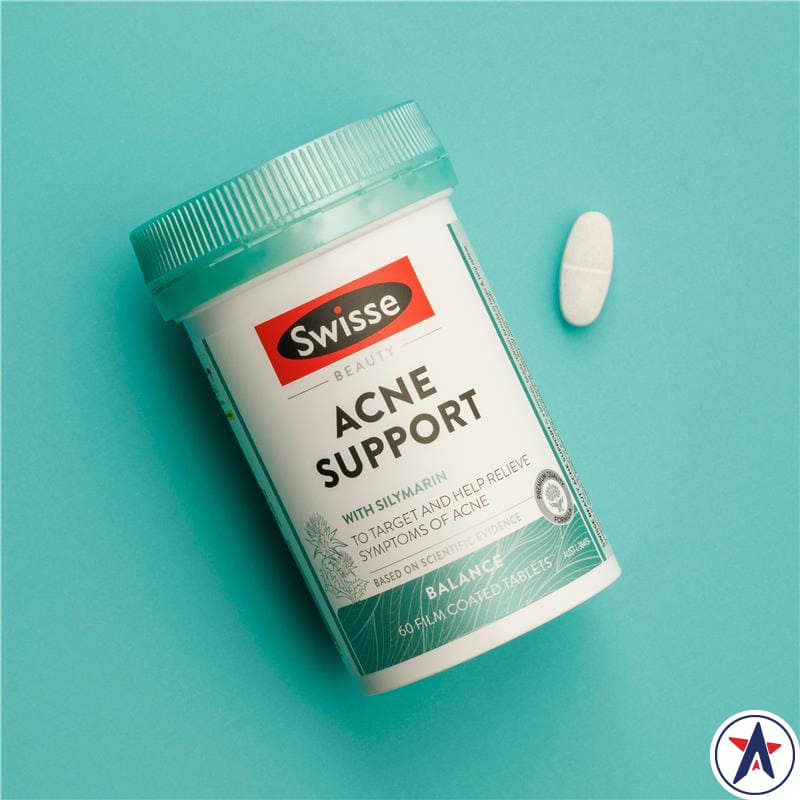 Viên uống ngừa giảm mụn Swisse Beauty Acne Support 60 viên