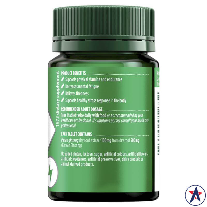 Viên uống nhân sâm Nature's Own Korean Ginseng 500mg for Stamina + Stress 60 viên