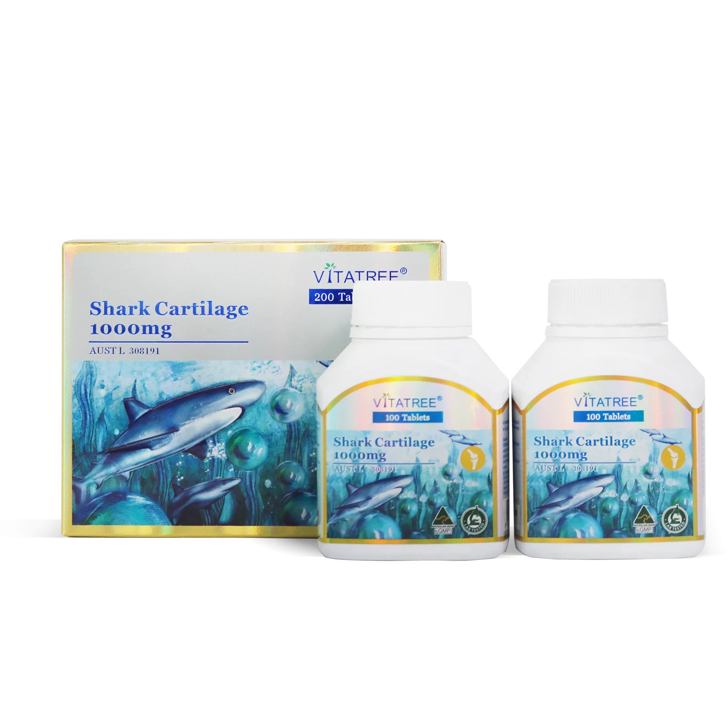 Sụn vi cá mập Úc Vitatree Shark Cartilage 1000mg 100 viên x 2 hộp | Sản phẩm chất lượng từ Úc