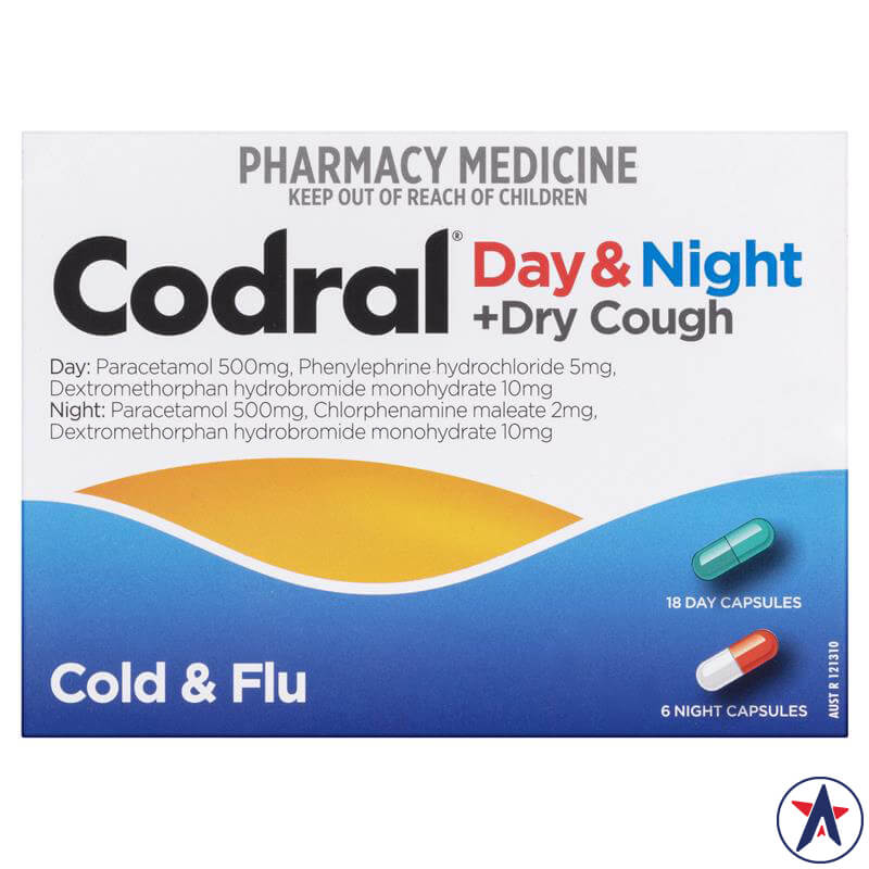 Viên uống trị cảm cúm & ho khan Codral Cold & Flu + Cough Day & Night 24 viên