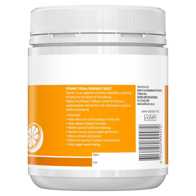 Kẹo ngậm Vitamin C 500mg Healthy Care Chewable