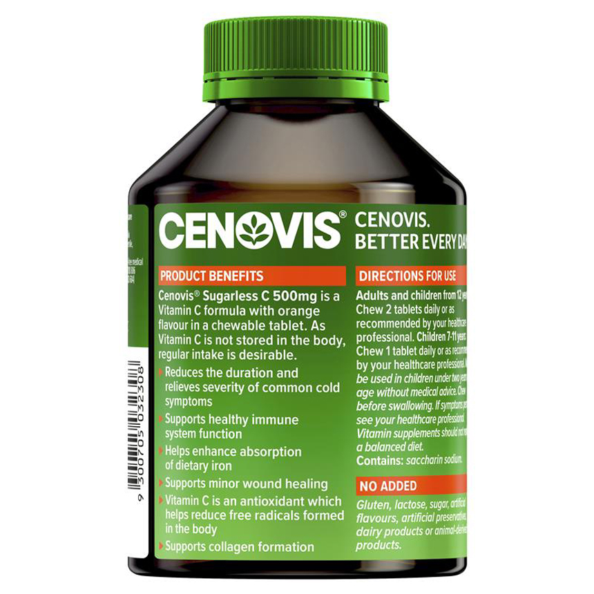 Viên ngậm Vitamin C không đường Cenovis Sugarless C 500mg