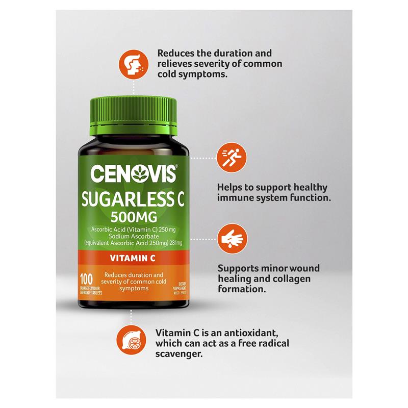 Viên ngậm Vitamin C không đường Cenovis Sugarless C 500mg