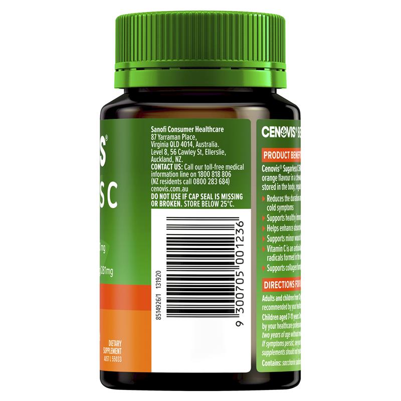 Viên ngậm Vitamin C không đường Cenovis Sugarless C 500mg