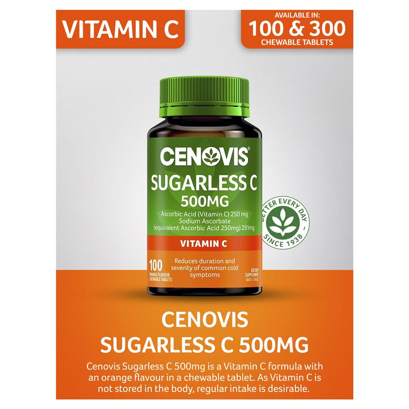 Viên ngậm Vitamin C không đường Cenovis Sugarless C 500mg