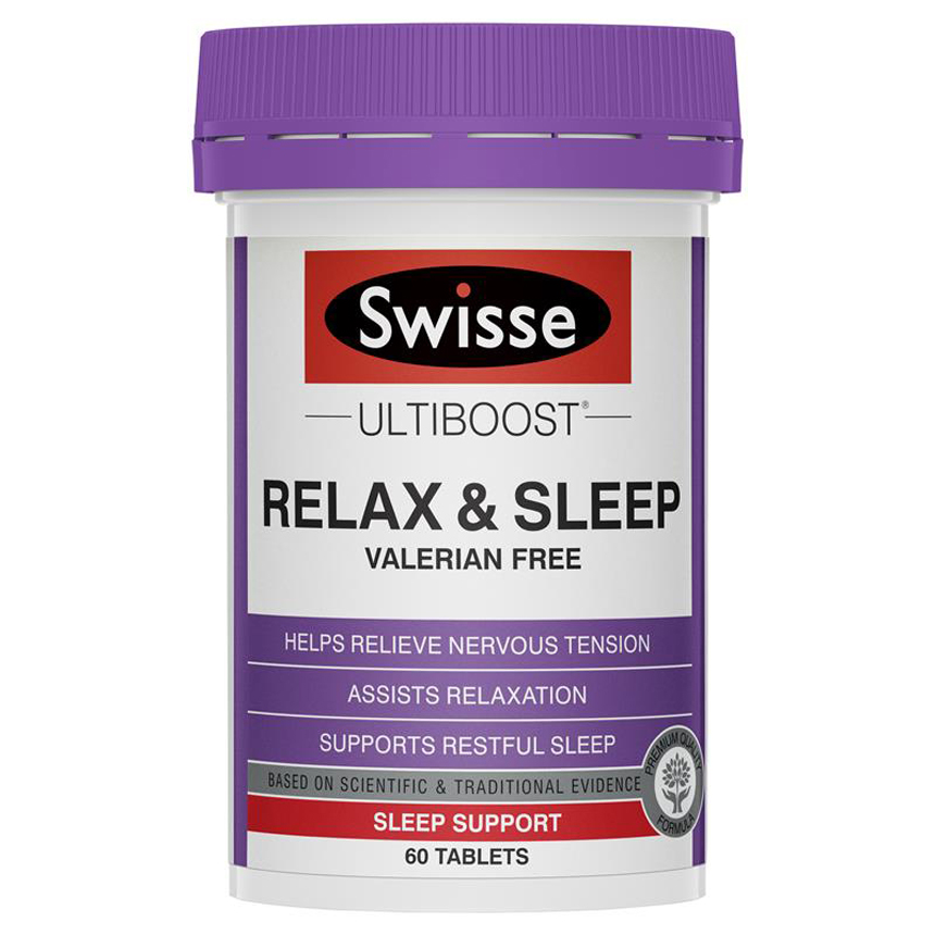 Swisse Ultiboost Relax & Sleep giúp thư giãn & ngủ ngon 60 viên | Sản phẩm chính hãng Úc