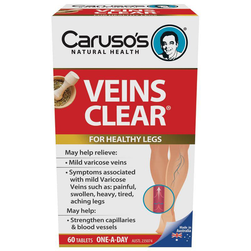 Caruso's Natural Health Veins Clear hỗ trợ giãn tĩnh mạch 60 viên | Chất lượng đảm bảo từ Úc