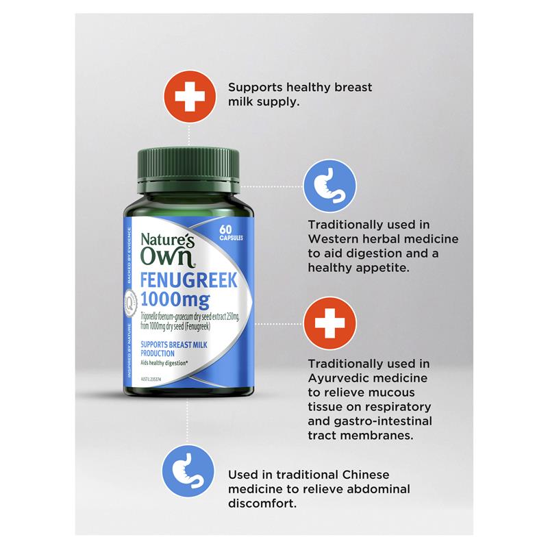 Viên uống lợi sữa Nature's Own Fenugreek 1000mg 60 viên