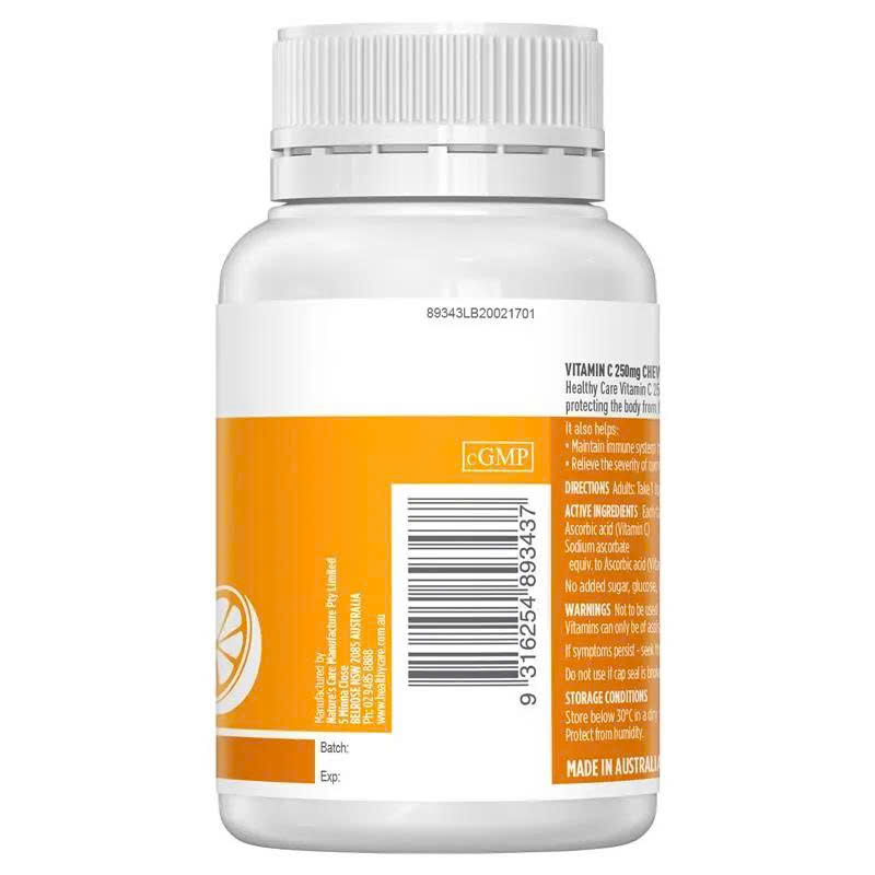 Viên nhai bổ sung Vitamin C 250mg Healthy Care