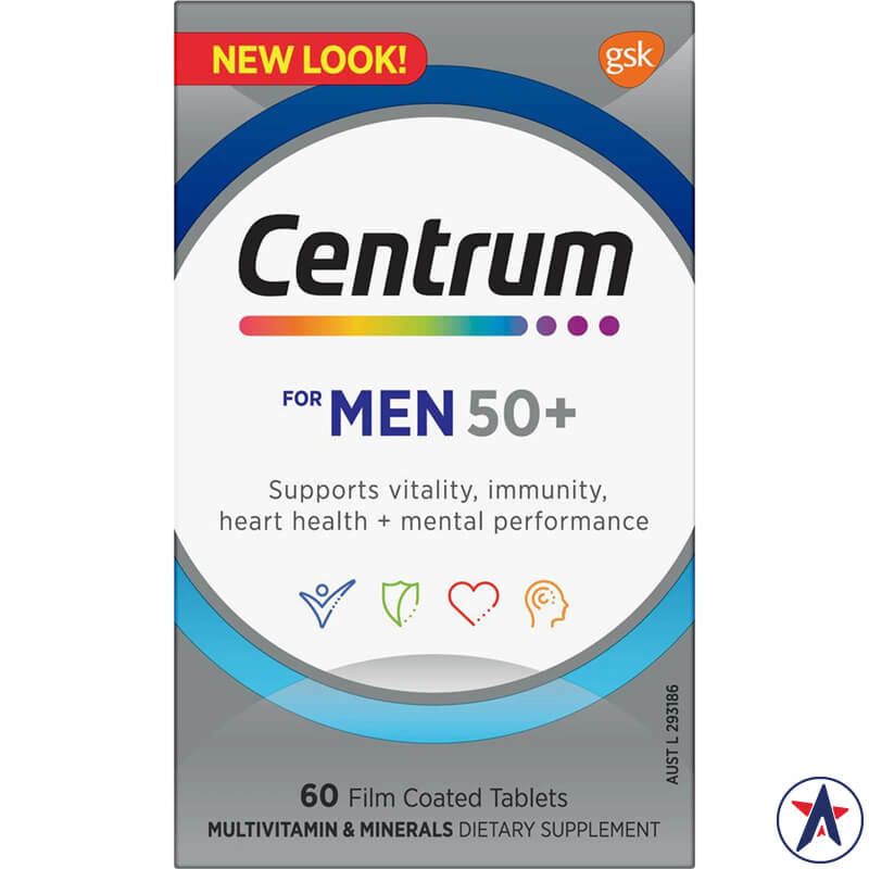 Vitamin tổng hợp Centrum For Men 50+ cho nam lớn tuổi 60 viên | Hàng xách tay Úc