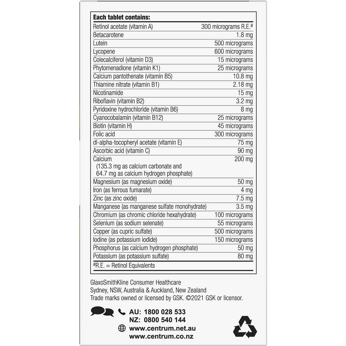 Vitamin tổng hợp Centrum Multivitamin Advance 50+ cho người lớn tuổi