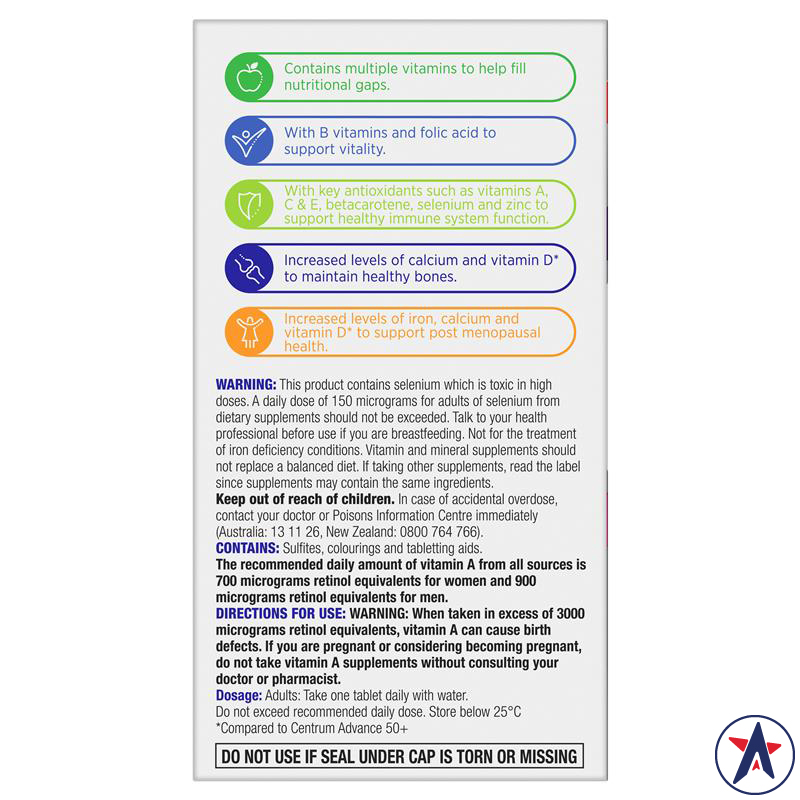 Vitamin tổng hợp cho nữ lớn tuổi Centrum For Women 50+