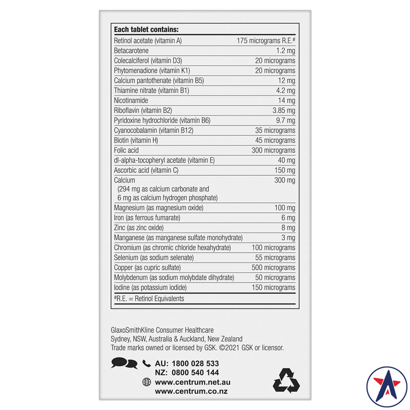 Vitamin tổng hợp cho nữ lớn tuổi Centrum For Women 50+