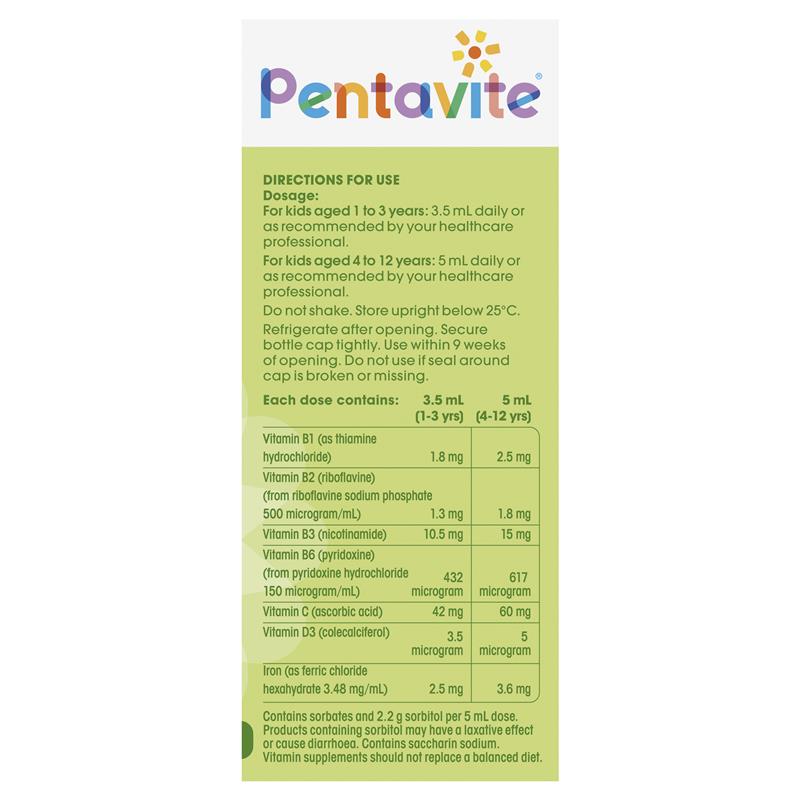Vitamin tổng hợp cho bé Pentavite Multivitamin + Iron Kids Liquid