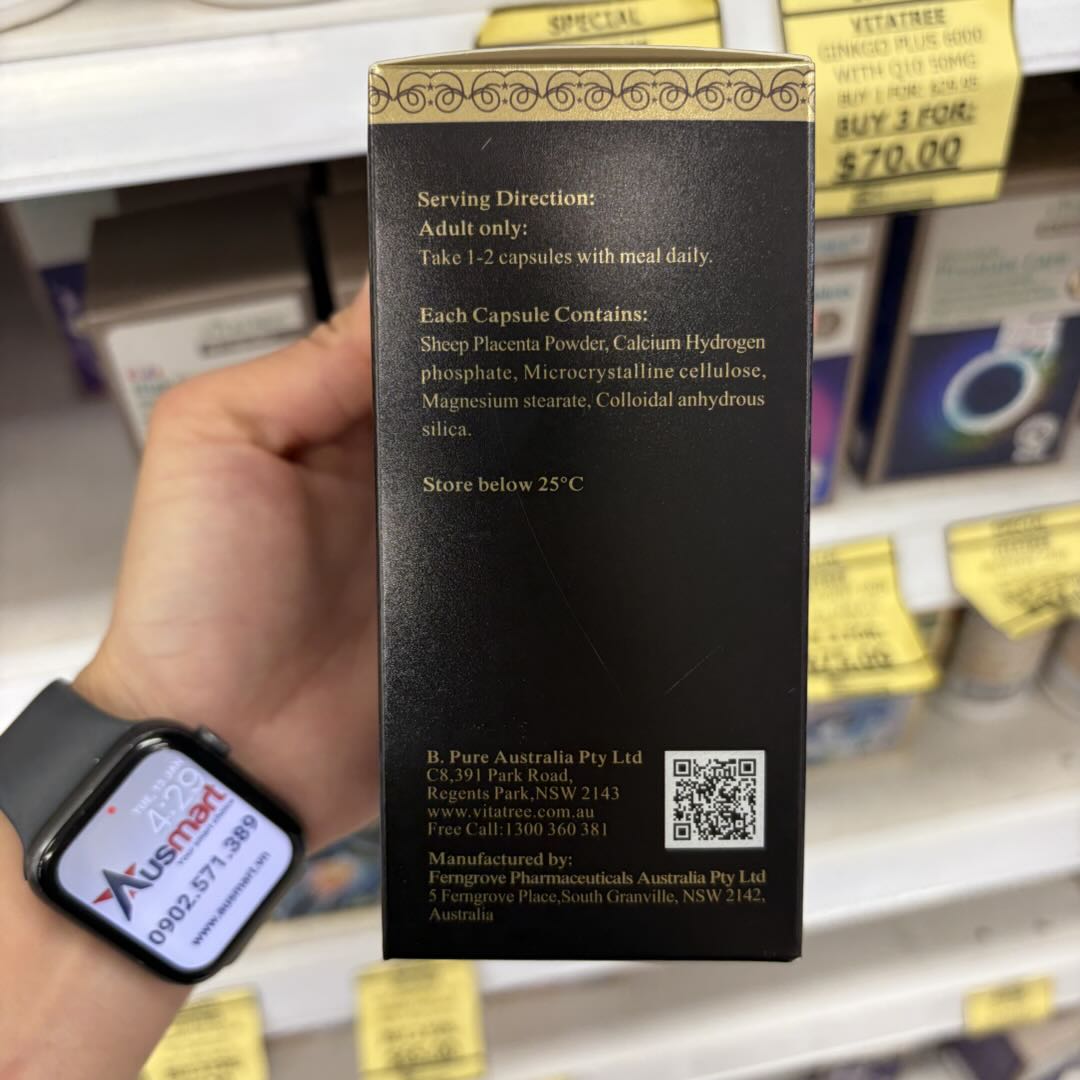 Viên uống nhau thai cừu Vitatree Maxi Sheep Placenta 80000 Max 60 viên