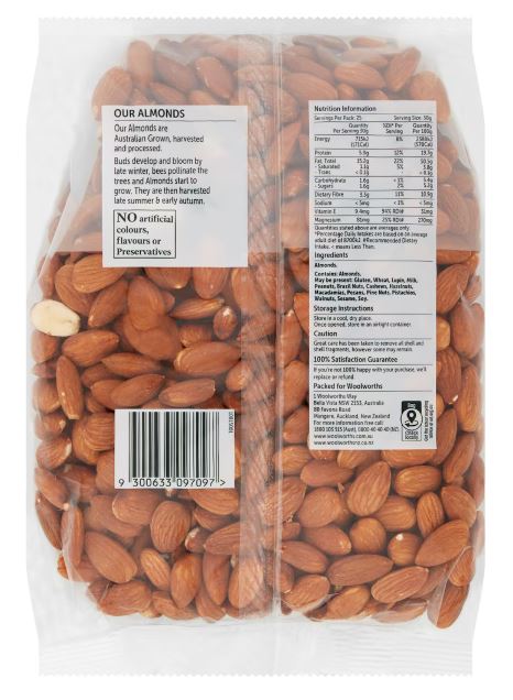 Hạt hạnh nhân Almonds Woolworths Crunchy Natural