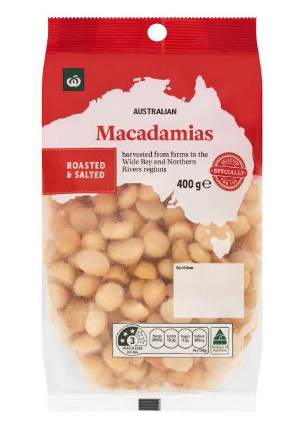 Hạt mắc ca rang muối Woolworths Macadamias Roasted & Salted