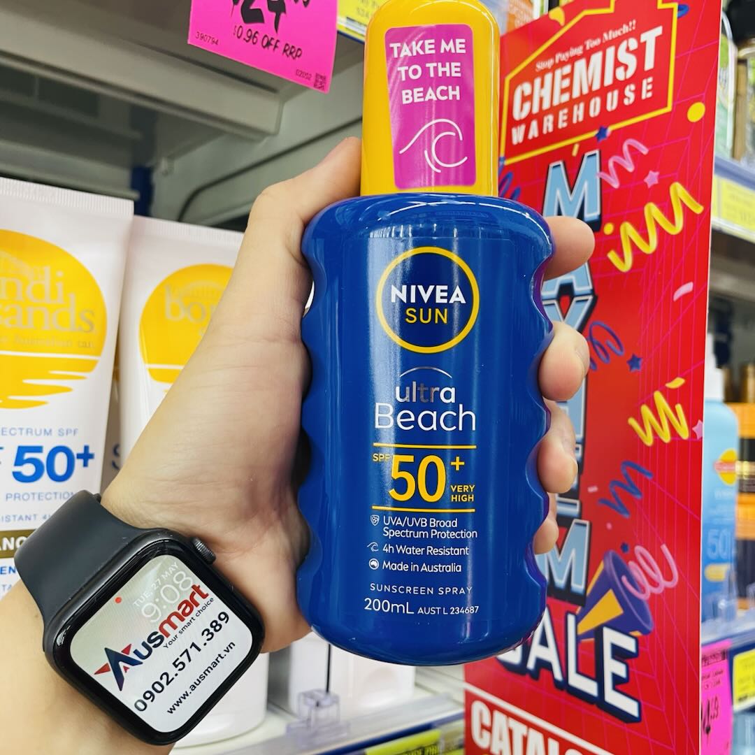 Xịt chống nắng NIVEA Sun Ultra Beach SPF50+ Sunscreen