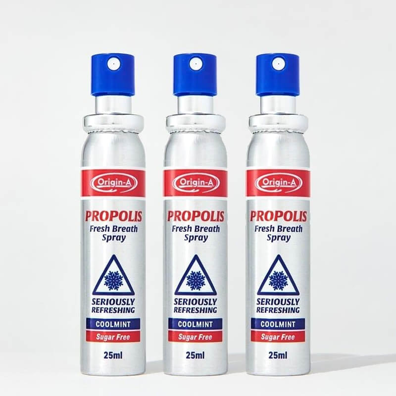 Xịt miệng kháng khuẩn keo ong Origin-A Propolis Fresh Breath Spray 25ml x 3 chai