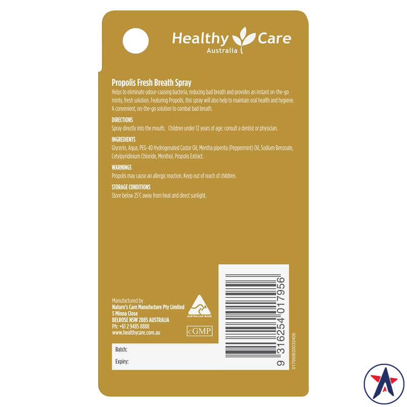 Xịt thơm miệng Healthy Care Propolis Fresh Breath Spray 25ml