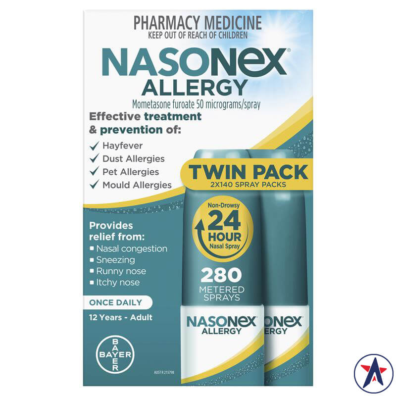 Xịt viêm mũi dị ứng 24h Nasonex Allergy Non-Drowsy 2 chai x 140 xịt