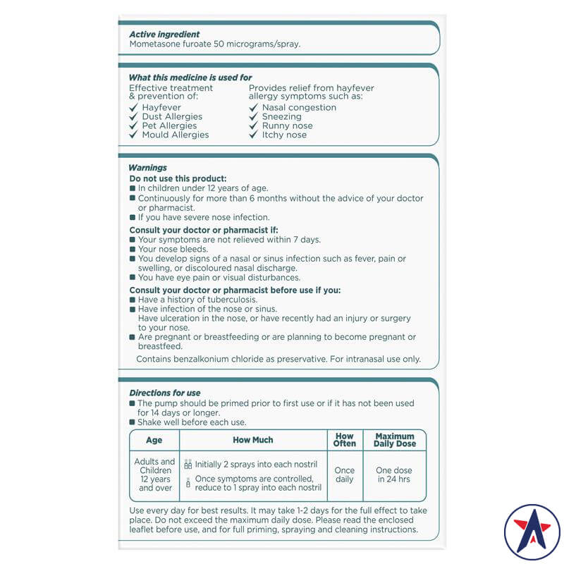 Xịt viêm mũi dị ứng 24h Nasonex Allergy Non-Drowsy 2 chai x 140 xịt