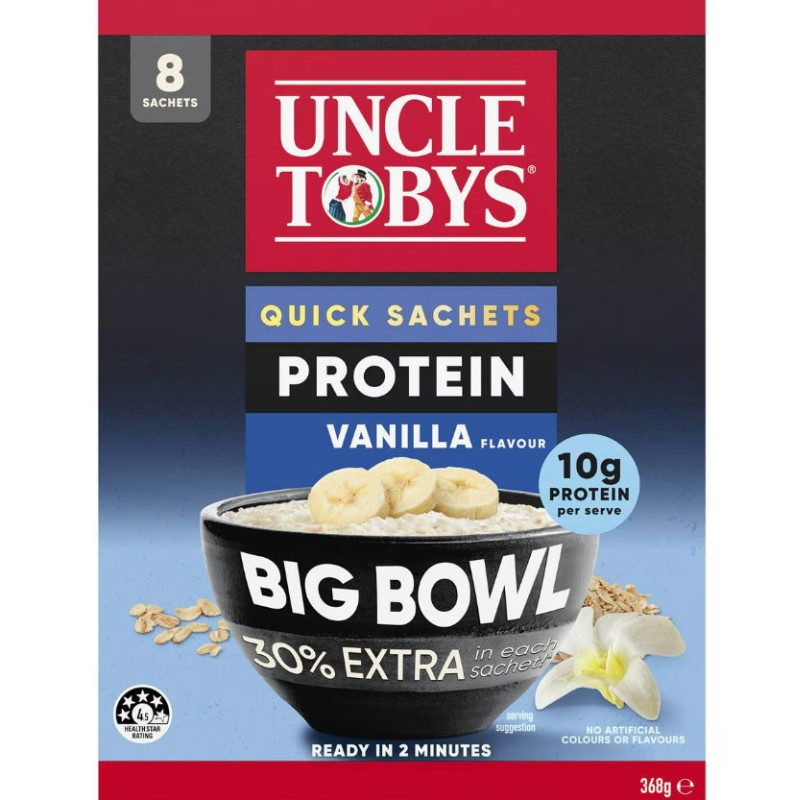 Yến mạch ăn liền vị vani Uncle Tobys Big Bowl Quick Oats Protein Vanilla 368g