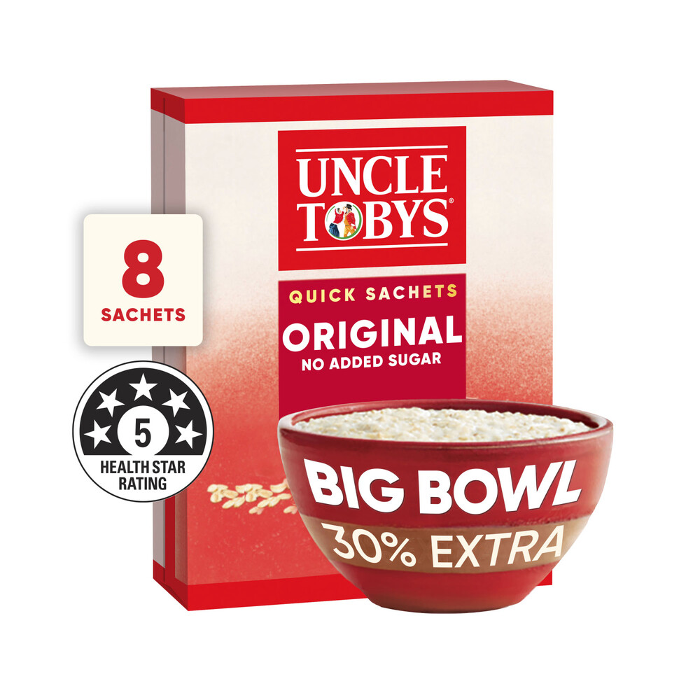 Yến mạch ăn liền Uncle Tobys Oats Quick Sachets Big Bowl Original 368g