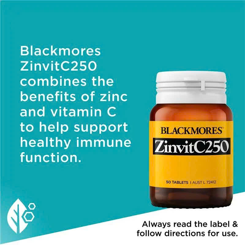 Viên uống bổ sung Kẽm & Vitamin C Blackmores ZinvitC250 50 viên
