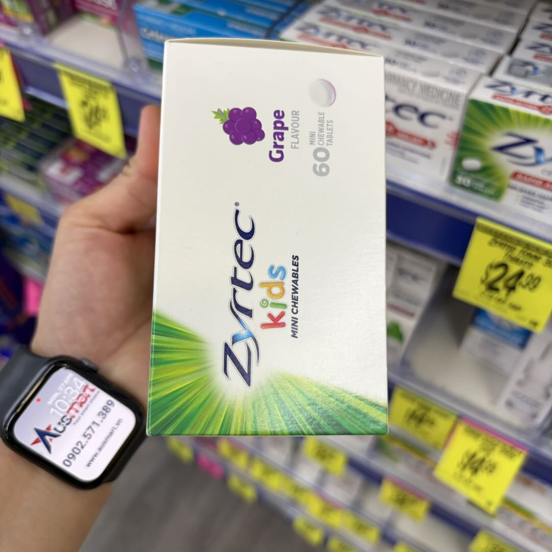 Thuốc dị ứng cho bé Zyrtec Kids Relieves Hayfever & Allergy Symptoms Chewable