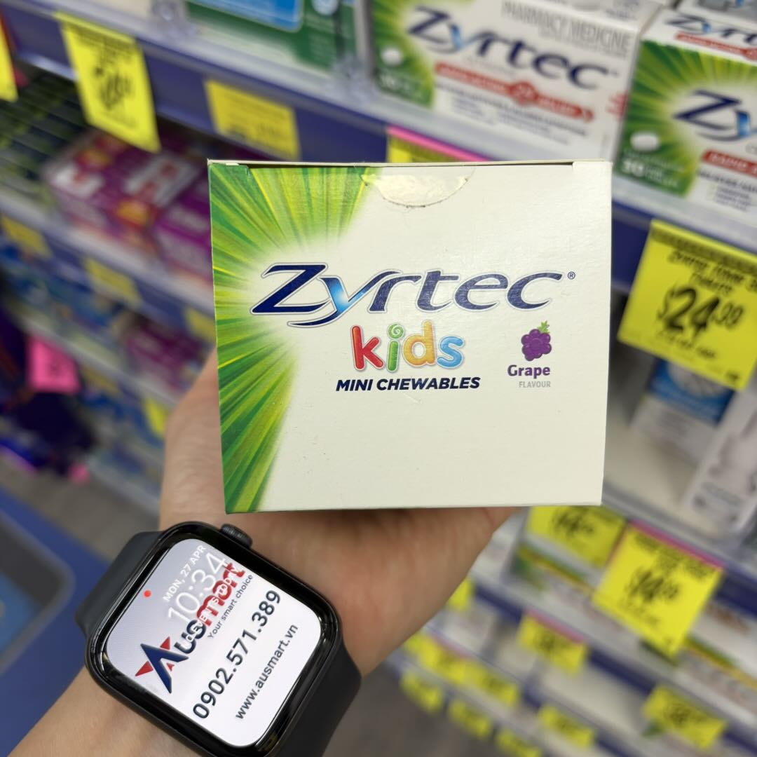 Thuốc dị ứng cho bé Zyrtec Kids Relieves Hayfever & Allergy Symptoms Chewable