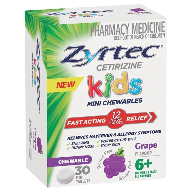 Thuốc dị ứng cho bé Zyrtec Kids Relieves Hayfever & Allergy Symptoms Chewable
